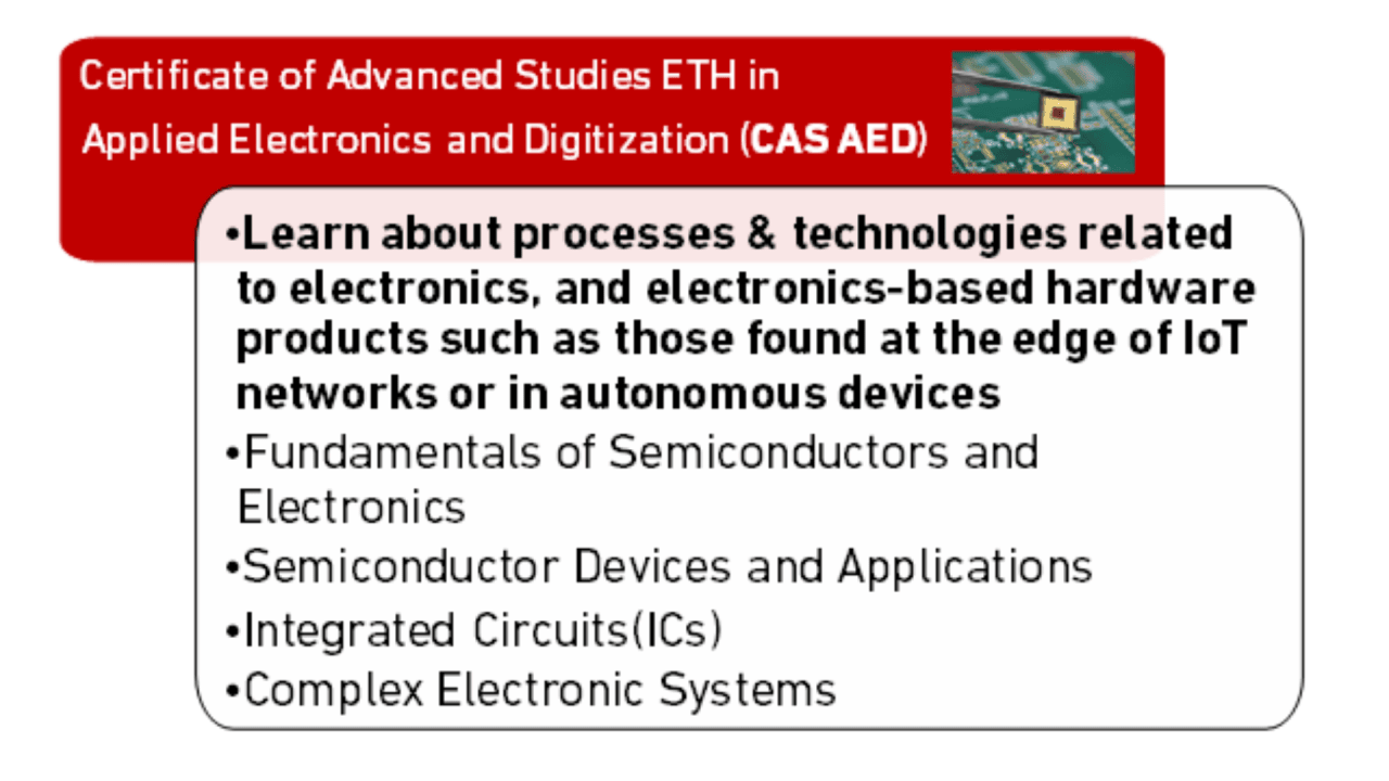 Contents of the CAS ETH in Applied Electronics and Digitization course